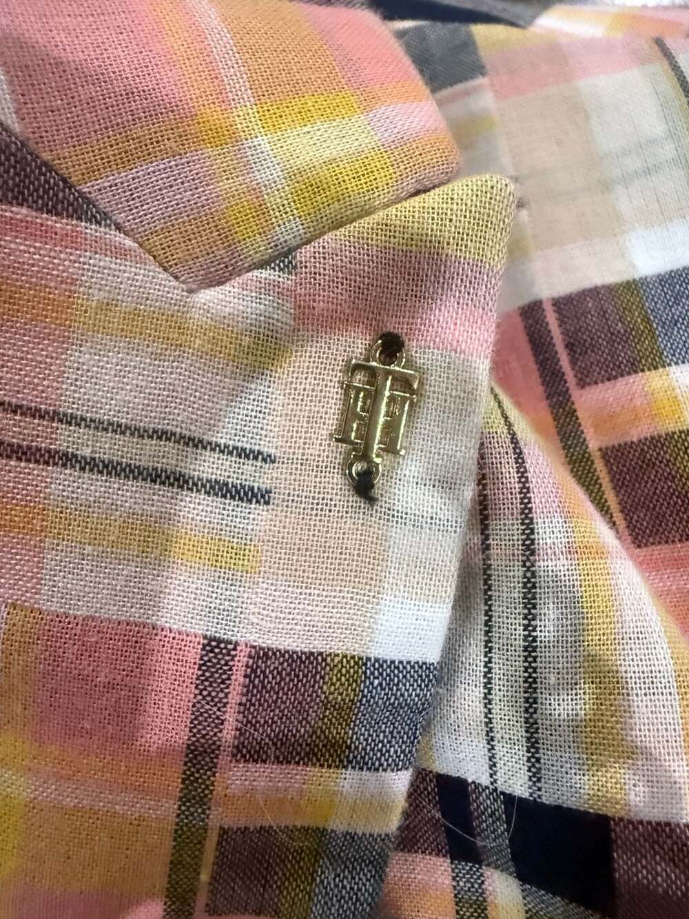 Tommy Hilfiger Patchwork Plaid Blazer Elbow Patches Preppy Academia Sz 10 - Picture 7 of 8